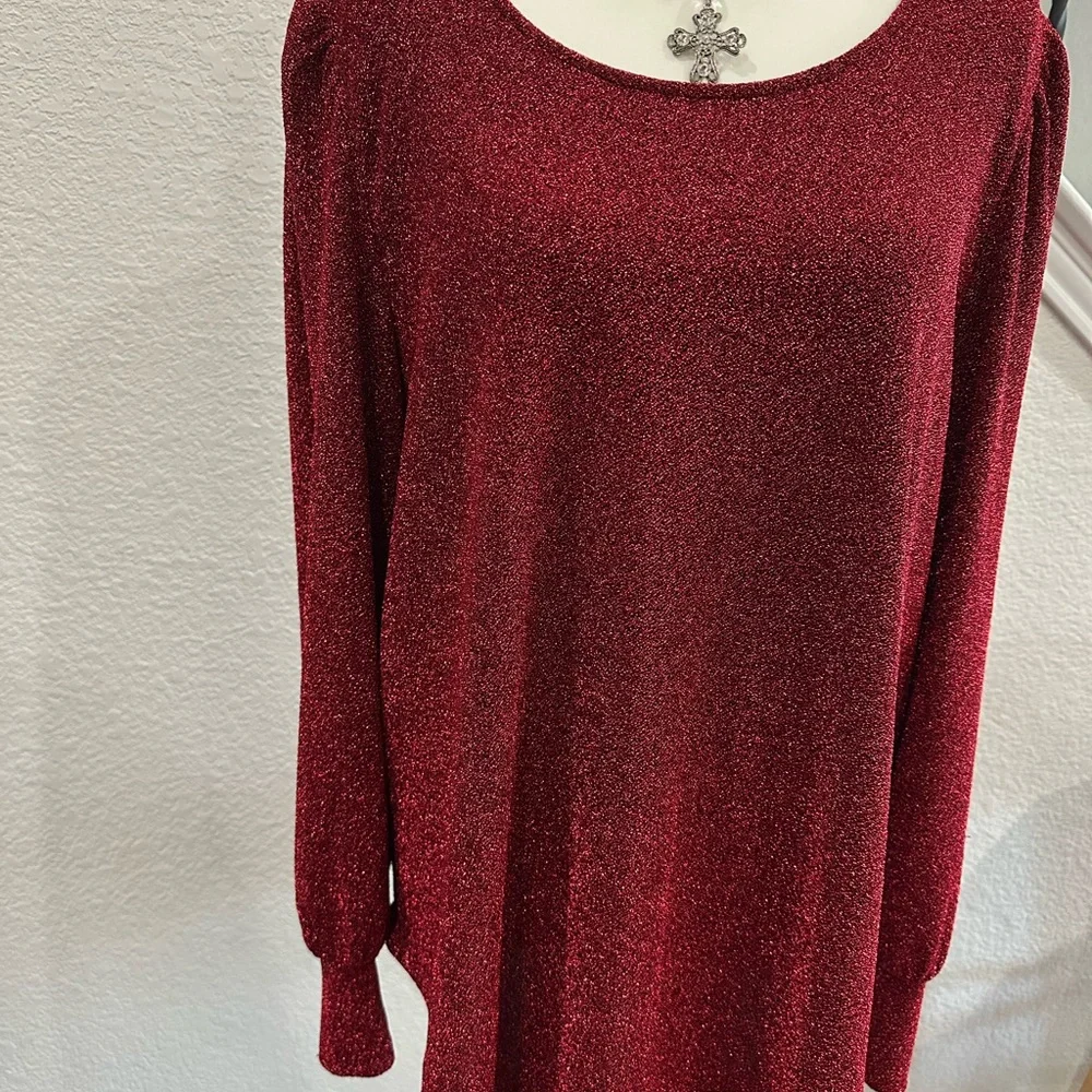 Karen Kane Sparkling Red Long Sleeve Top 2x - Picture 2 of 5